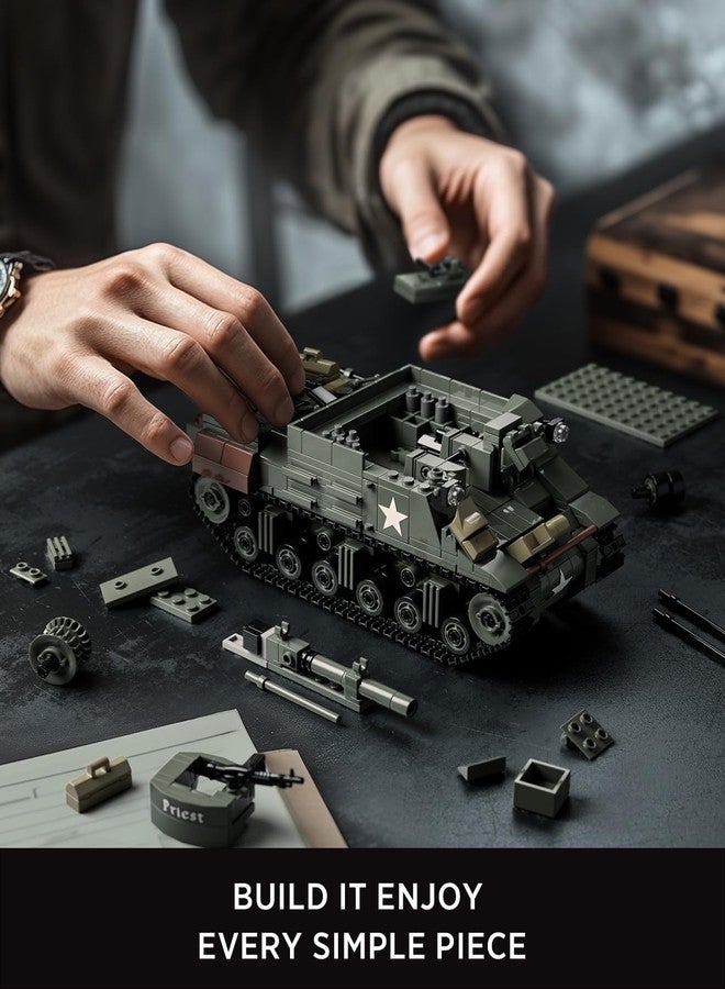 Nifeliz Military M7 Priest Tank Model Building Set, WW2 Howitzer Army Vehicle Building Set for Adults, Collectible Army Display Model Set and Gift for Enthusiasts (646 PCS, NF10336) - Image 4